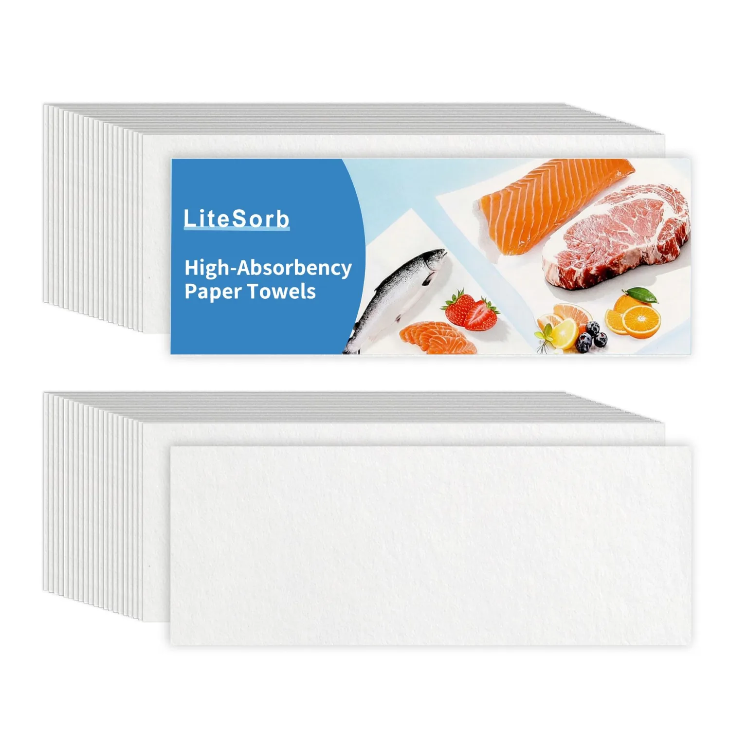 Ultra Absorbent Kitchen Paper Towels,Natural Wood Pulp Strong Absorbent Sheets for Fruits,Vegetables,Seafood,Raw Meat,Quickly Soak Up Moisture and Juices Keep Cleaner and Drier