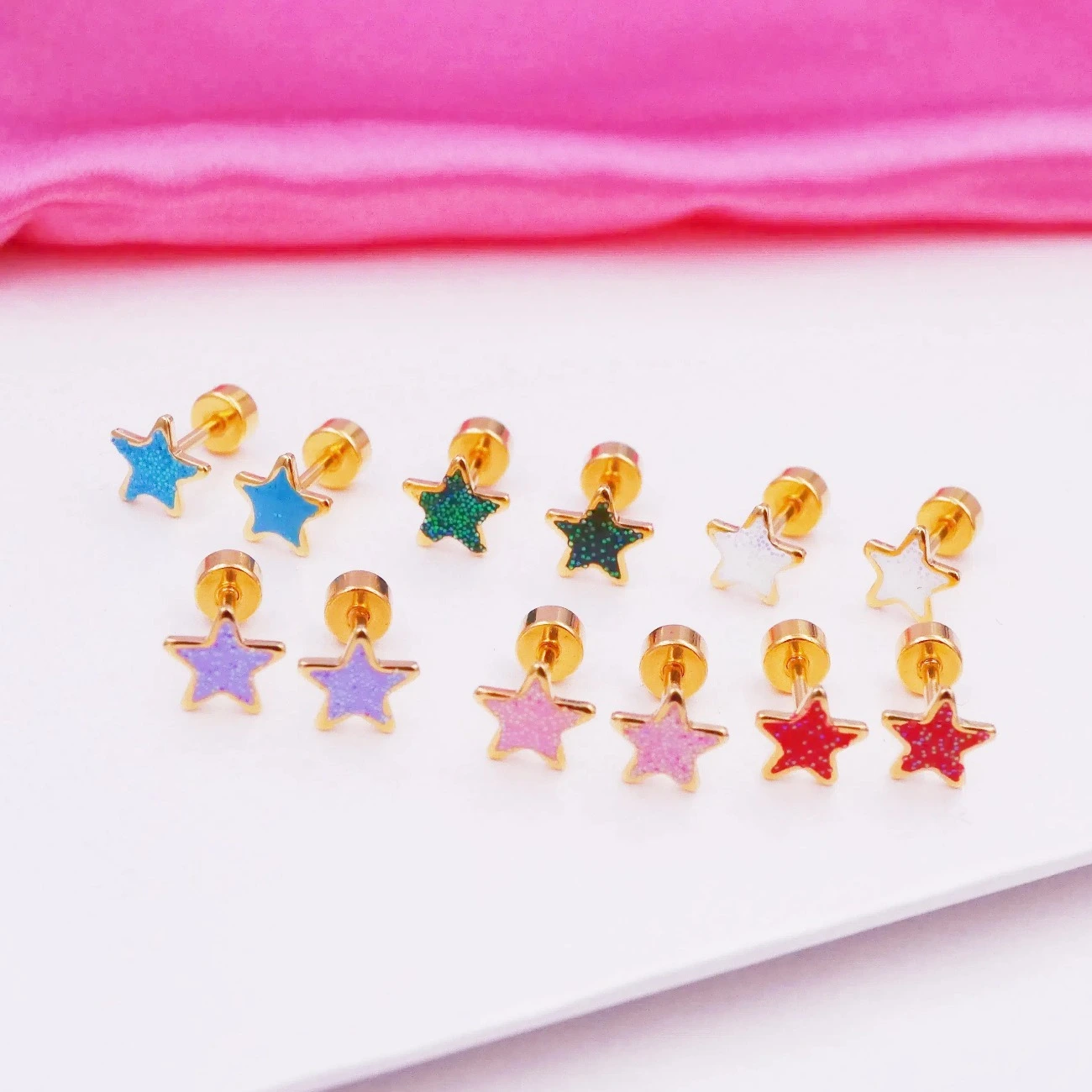 Compact Mini Cute Pentagram Titanium Steel Ear Studs Simple
