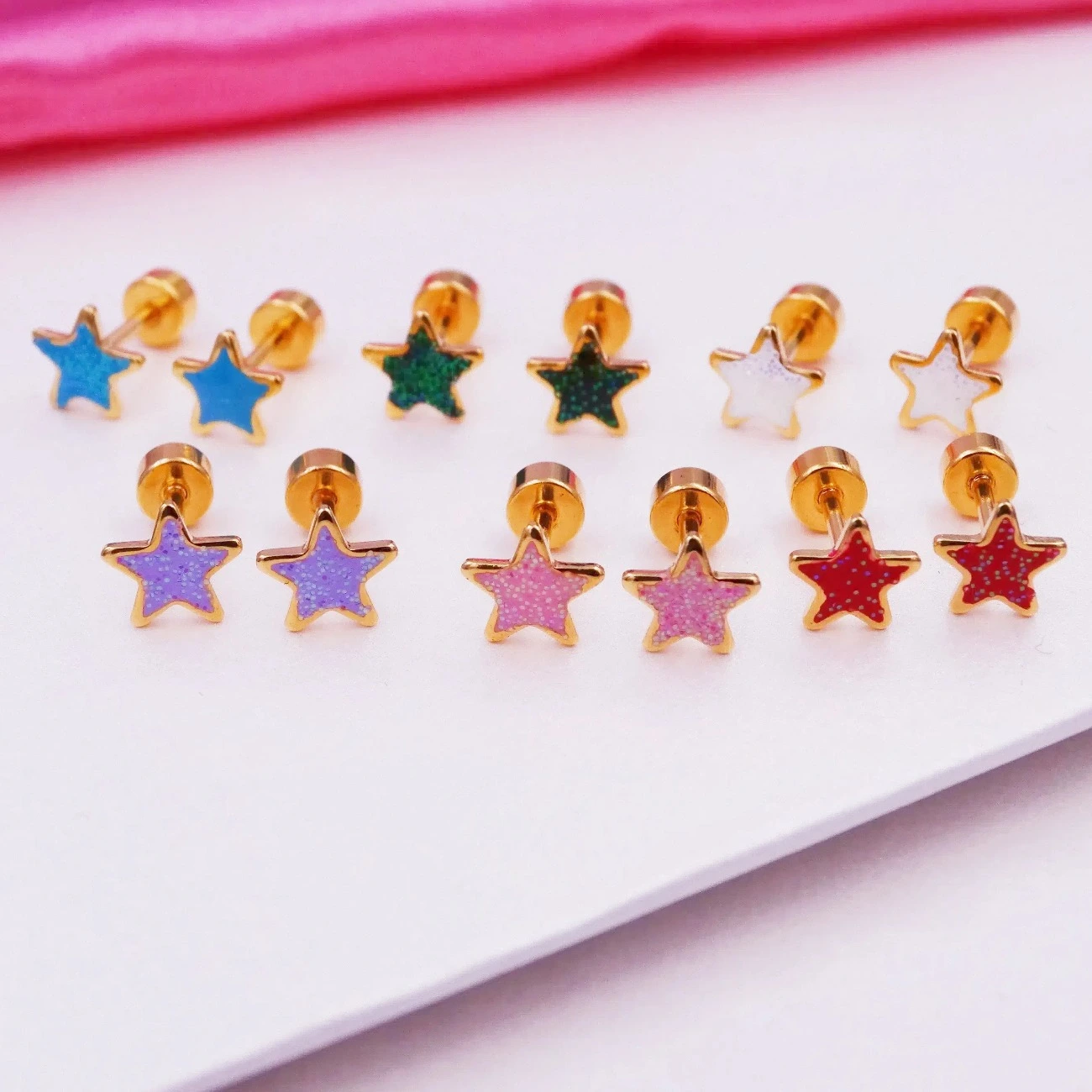 Compact Mini Cute Pentagram Titanium Steel Ear Studs Simple