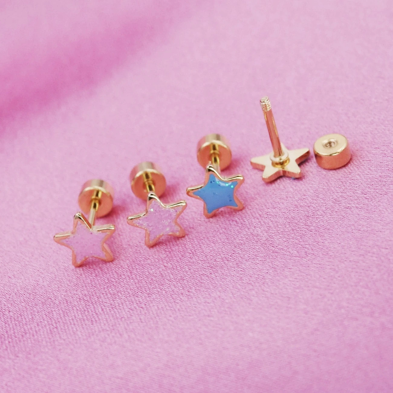 Compact Mini Cute Pentagram Titanium Steel Ear Studs Simple