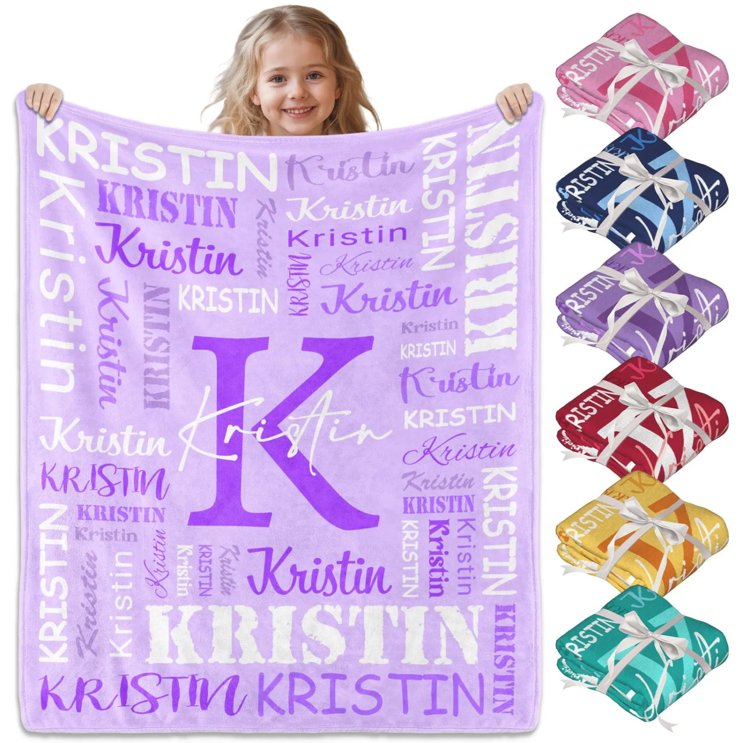 Ships Next Day, Personalized Name Blanket, Custom Blanket Gifts for Adults or Kids, Customized Christmas Birthday Gifts for Boys Girls Baby Mom Dad Girlfriend Boyfriend