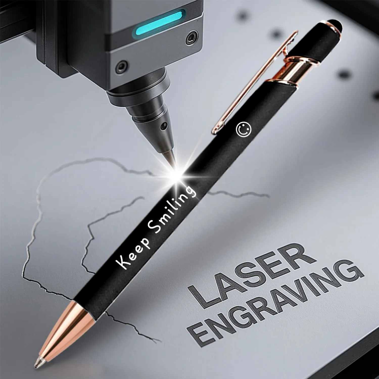 Bulk Custom Pens Personalized, Customized Pens with Name/Logo on Both Sides Gifts, Black Ink Engraved Ballpoint with Stylus, Ideal for Business, Birthday, Party, Wedding, School, Metal Material