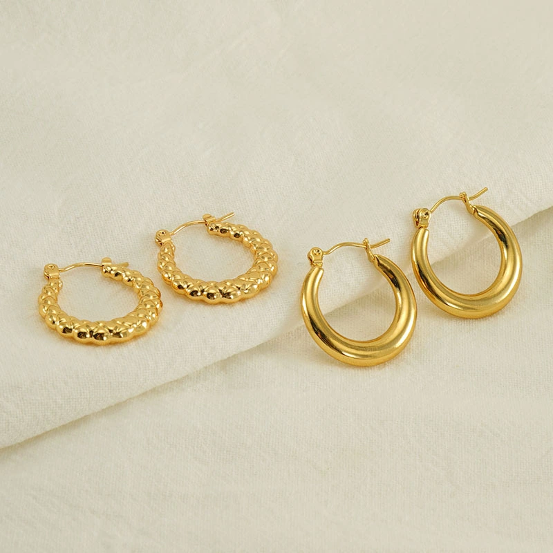 Titanium Steel Round Twist Stud Earrings High Sense