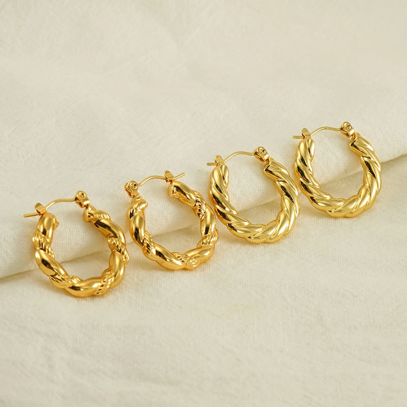Titanium Steel Round Twist Stud Earrings High Sense