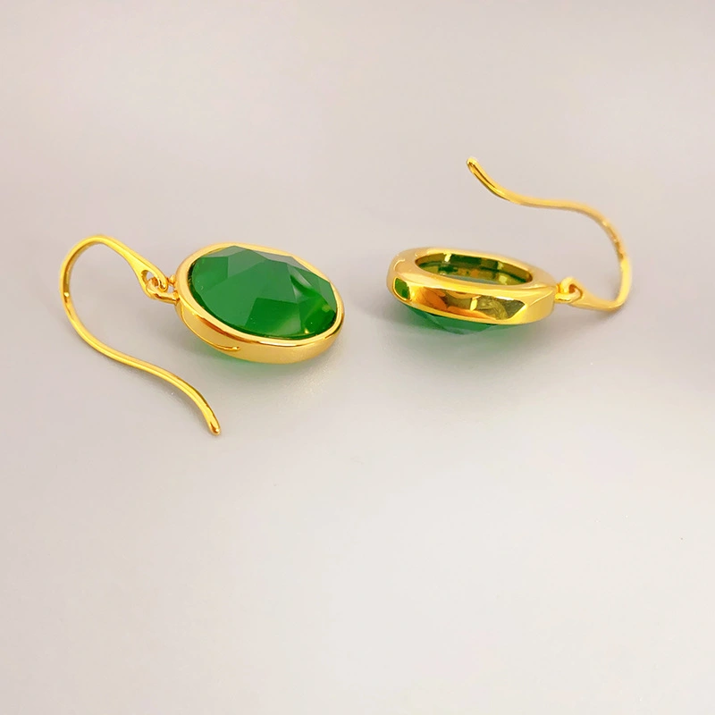 European And American-influenced Emerald Jade Ear Hooks