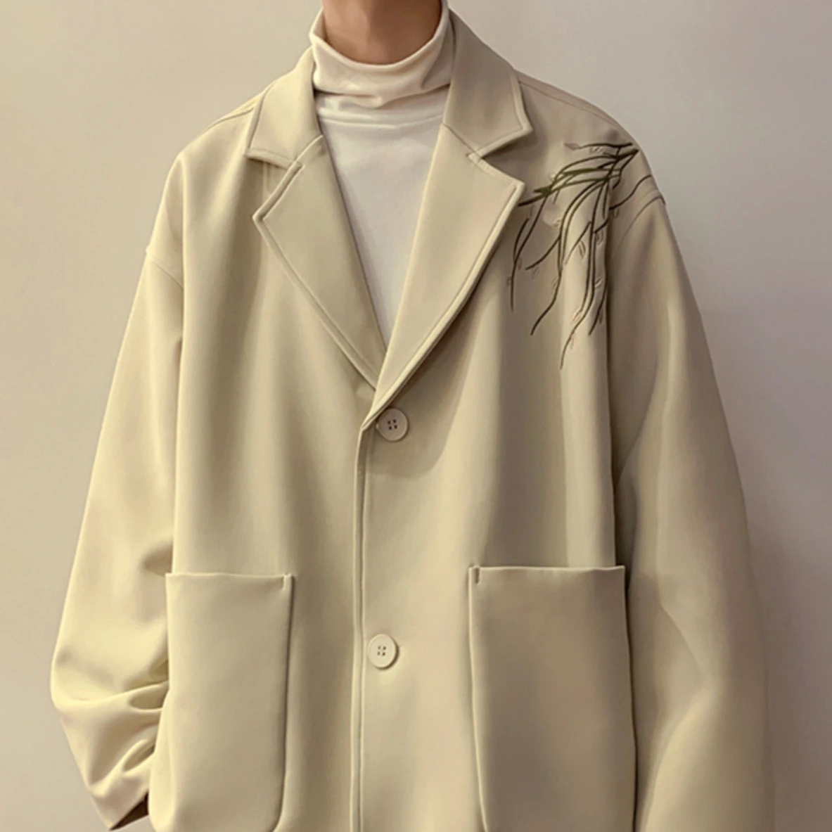 Mens Autumn Casual Stand-Up Collar Blazer