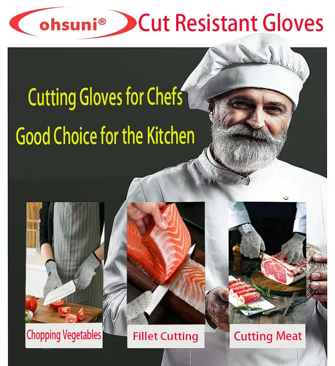 Cutting Gloves, 4 Pairs of Cut Resistant Gloves Food Grade, Cut Resistant Gloves for Kitchen, Oyster Shucking, Fish Fillet Processing, Carving Wood and Gardening(Small)