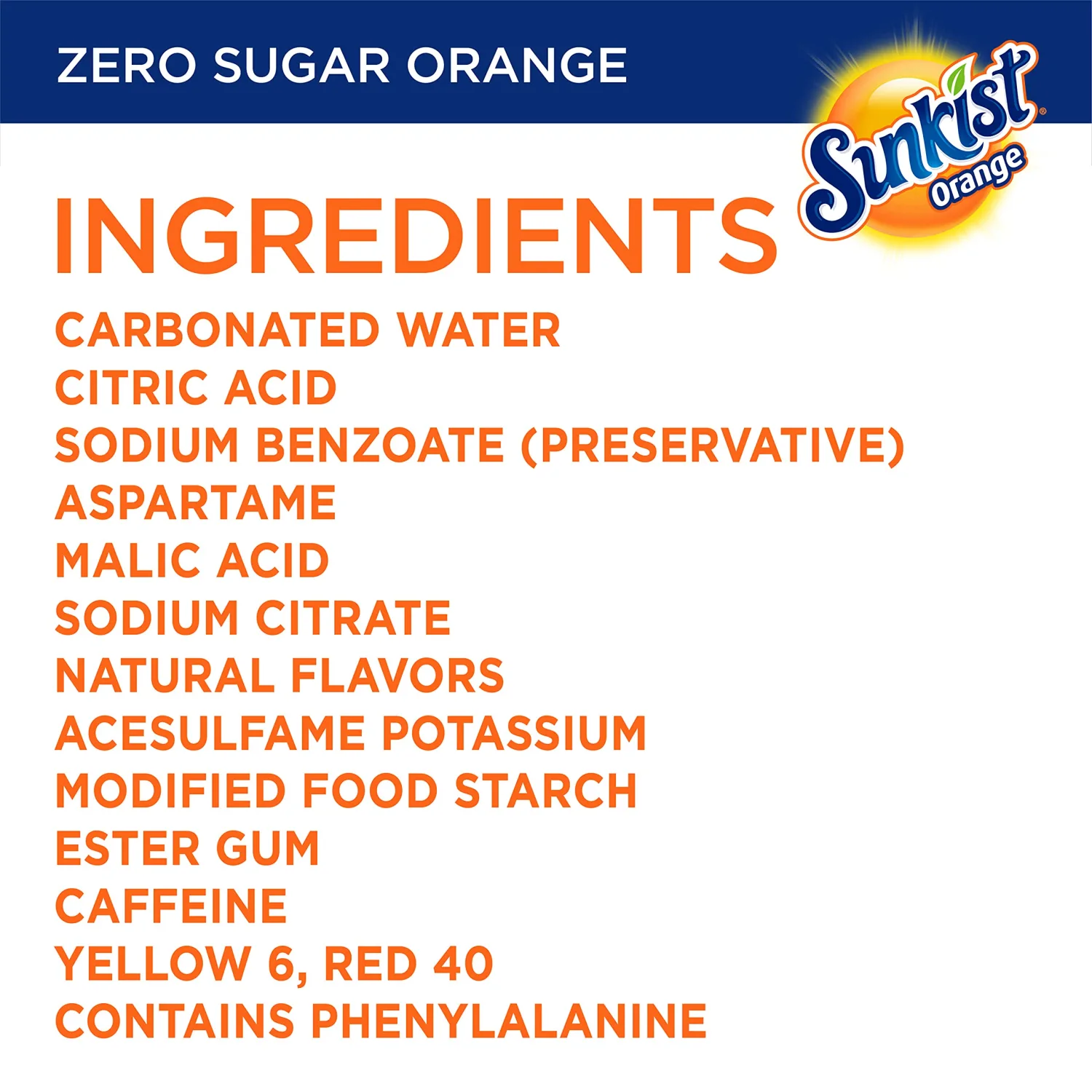 Sunkist Zero Sugar Orange Soda, 67.6 Fl Oz Bottle