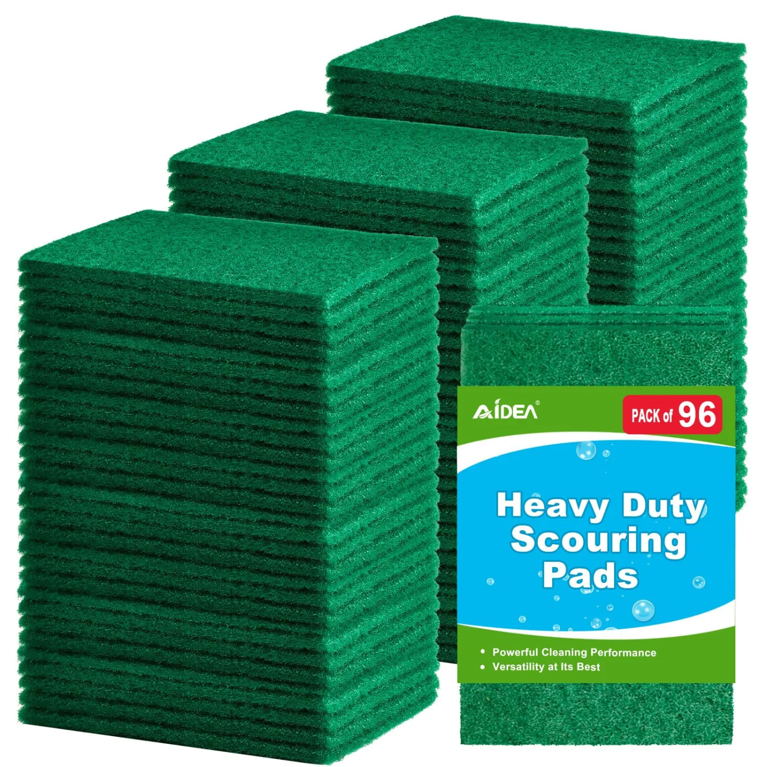 AIDEA Heavy Duty Scouring Pads, Dish Scrubber Pads for Household and Kitchen, Multipurpose Scour Pads for Cleaning, 96 Pack, 5.5in*3.5in