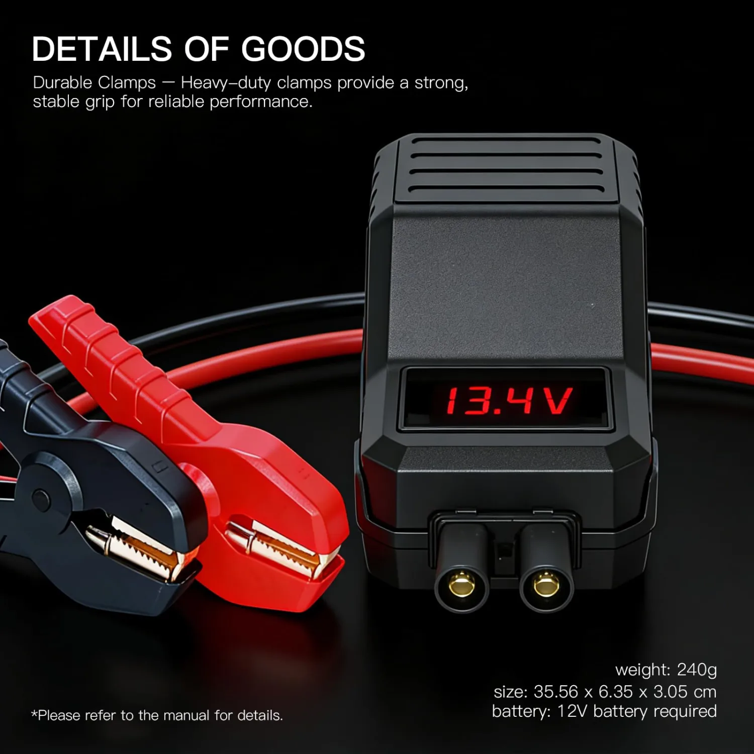 MEGAWISE Smart Jump Starter Cable | Heavy-Duty Battery Booster Clamp with Safety Protection & LED Indicator | Compatible with MEGAWISE and other brand Jump Starter Unit