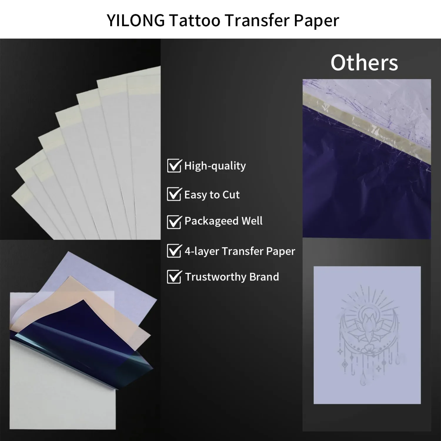Stencil Transfer Paper for Tattooing - 30 Sheets Temporary Tattoo Paper with Dashed Lines, 4 Layers A4 Size Thermal Stencil Paper for Tattoo Stencil Printer,Tattoo Kits & Supplies