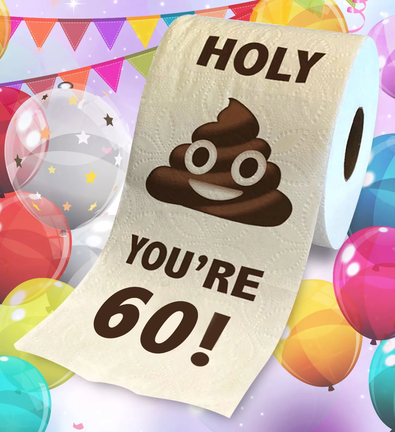 Printed TP You're 60 Printed Birthday Toilet Paper Gift - 60th Bday Party Funny Birthday Gift Joke Toilet Paper Prank, Novelty Unique Birthday Presents for Men, Women, Family, Friends - 500 Sheets