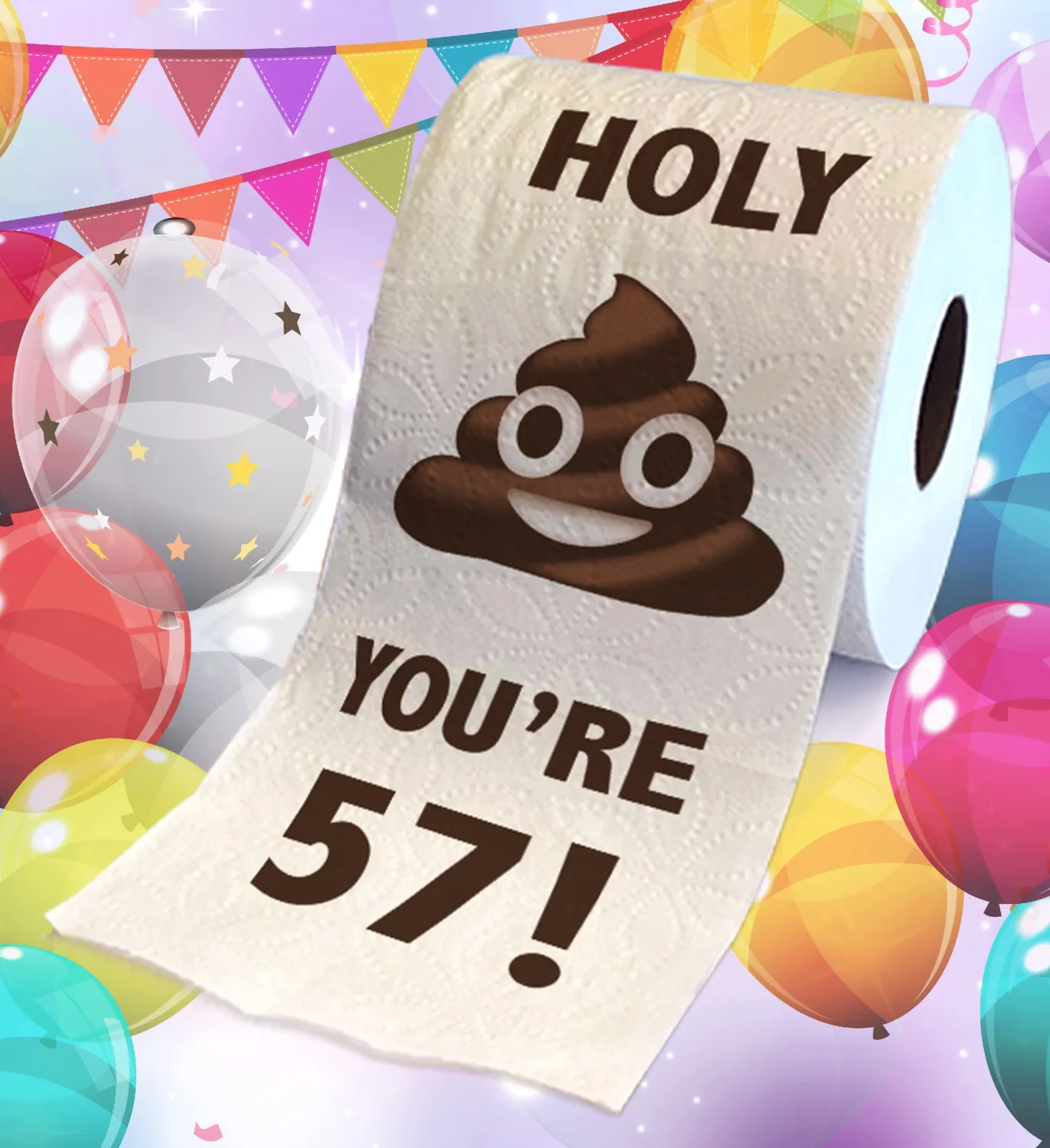 Printed TP Holy You're 57 Birthday Toilet Paper Gift - 57th Bday Party Funny Birthday Gift Joke Toilet Paper Prank, Novelty Unique Birthday Presents for Men, Women, Family, Friends - 500 Sheets