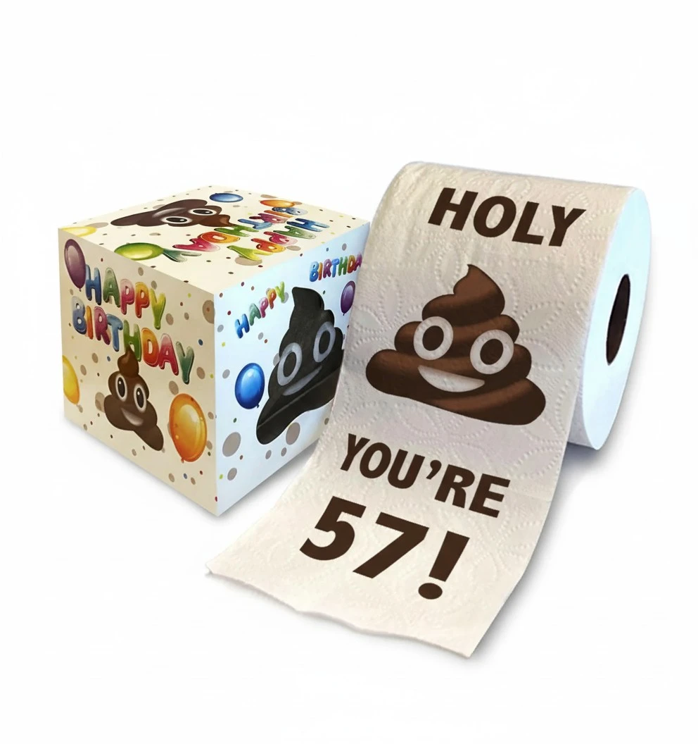 Printed TP Holy You're 57 Birthday Toilet Paper Gift - 57th Bday Party Funny Birthday Gift Joke Toilet Paper Prank, Novelty Unique Birthday Presents for Men, Women, Family, Friends - 500 Sheets