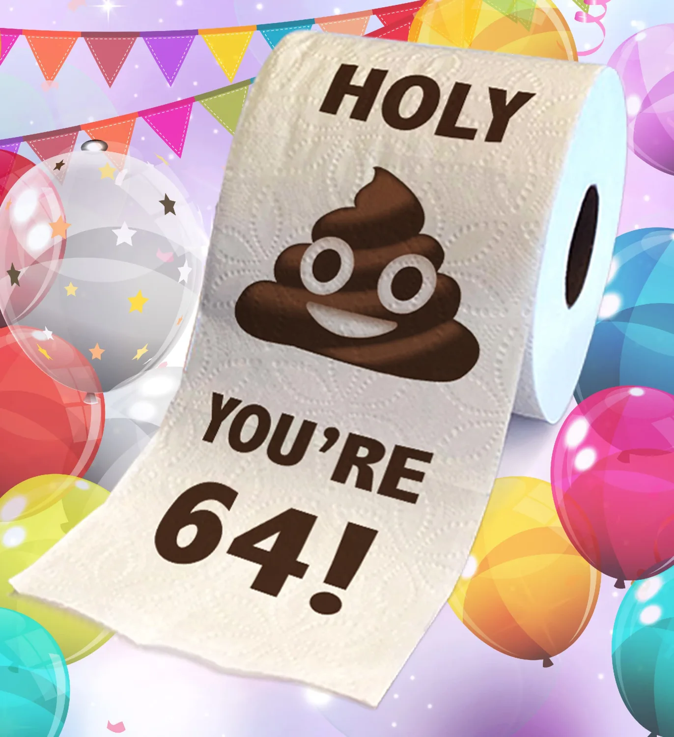 Printed TP Holy You're 64 Birthday Toilet Paper Gift - 64th Bday Party Funny Birthday Gift Joke Toilet Paper Prank, Novelty Unique Birthday Presents for Men, Women, Family, Friends - 500 Sheets