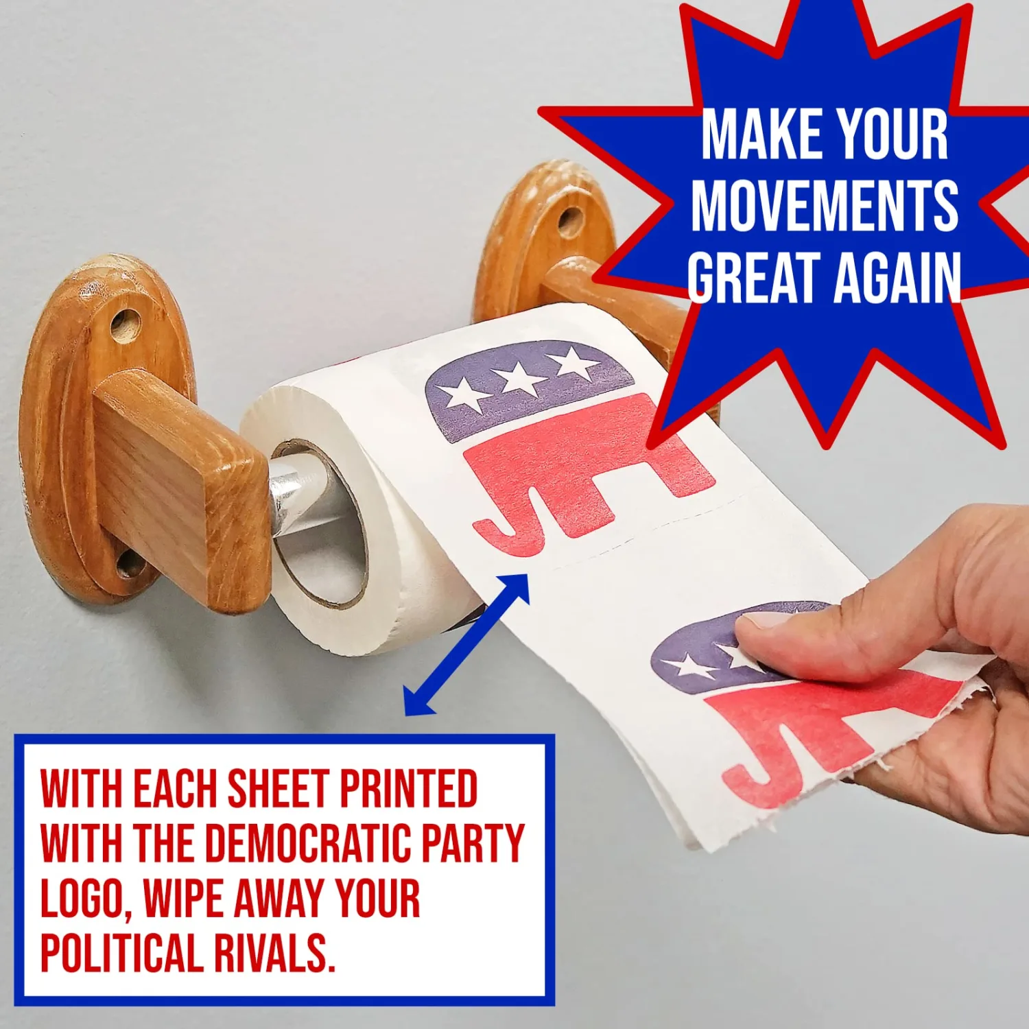 Fairly Odd Novelties Republican GOP Logo Novelty Toilet Paper,Red, White and Blue