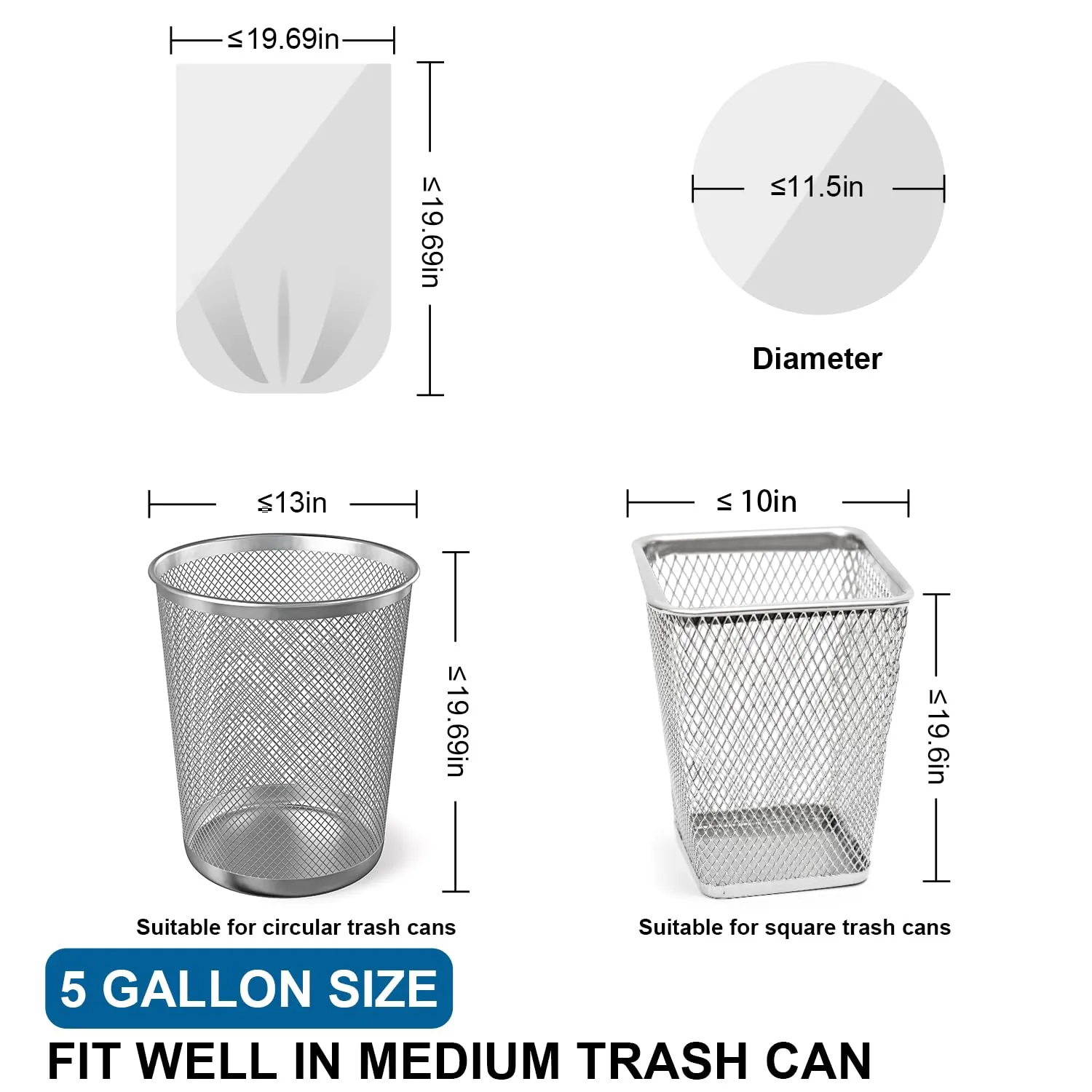5 Gallon Trash Bags Drawstring 1.1 Mil - 120 Count 18 Liter Small Garbage Bags for Bathroom, Strong Unscented White Plastic Wastebasket Bin Liners for Kitchen Office Toilet and Bedroom