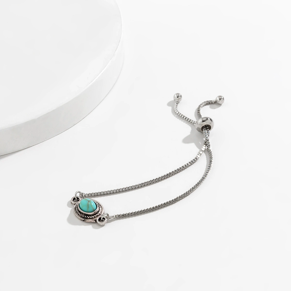 Simple And Adjustable Turquoise Antique Silver Versatile Bracelet