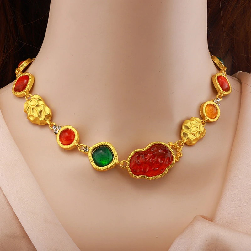 Necklace Women's Short Jelly Colored Retro Style