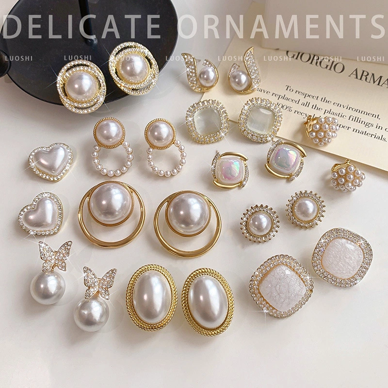 Baroque French Vintage Pearl Earrings Silver Needle