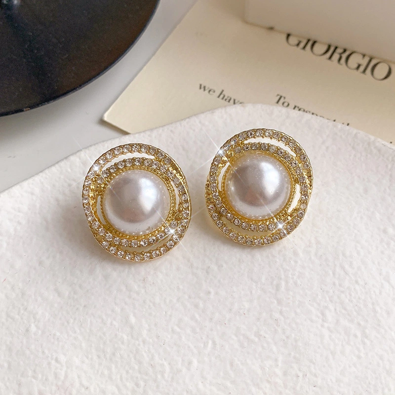 Baroque French Vintage Pearl Earrings Silver Needle