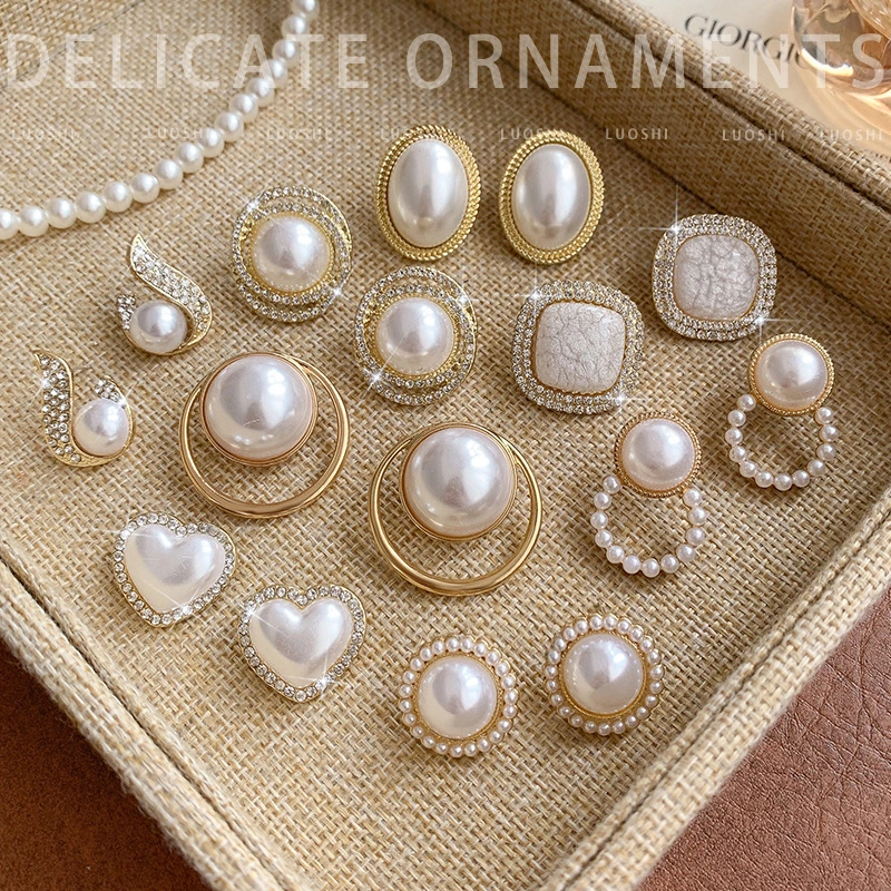 Baroque French Vintage Pearl Earrings Silver Needle