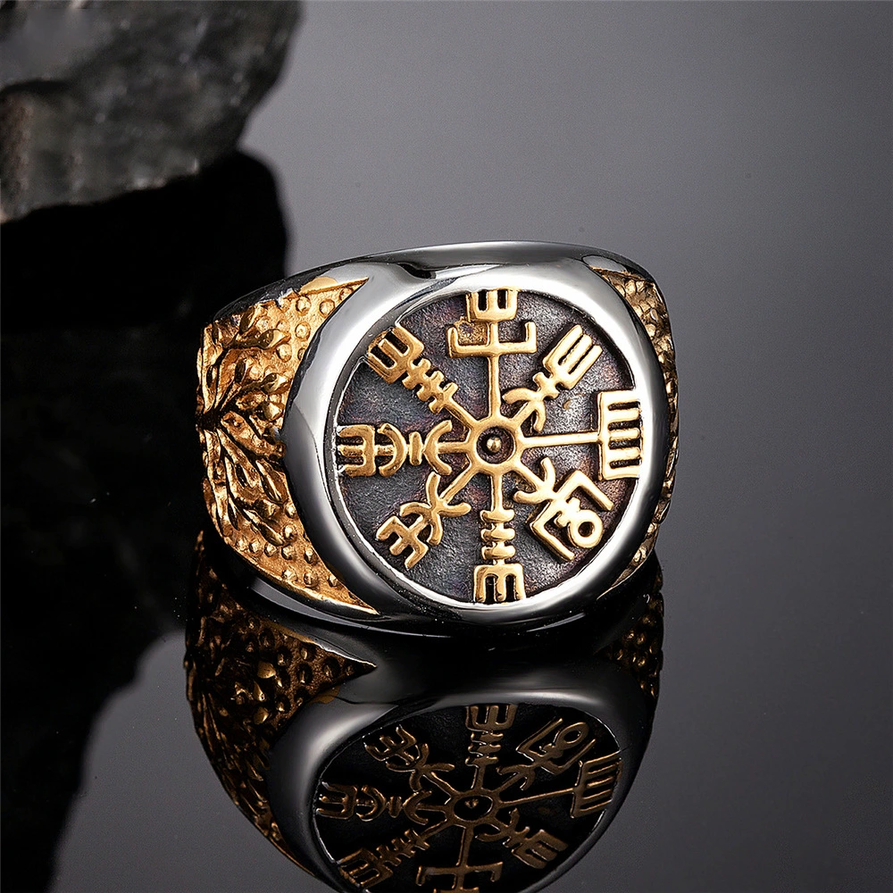 Men's Stainless Steel Ring Mythical Viking Rune Vintage World Tree Design