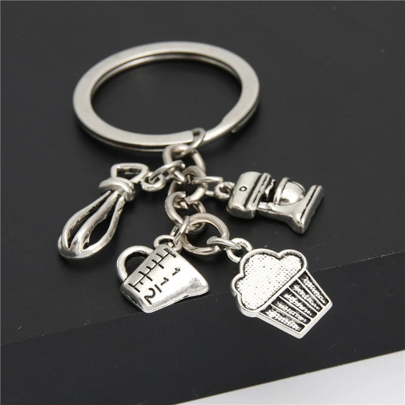 Girl Heart Cake Mold Pizza Keychain Bag Charm