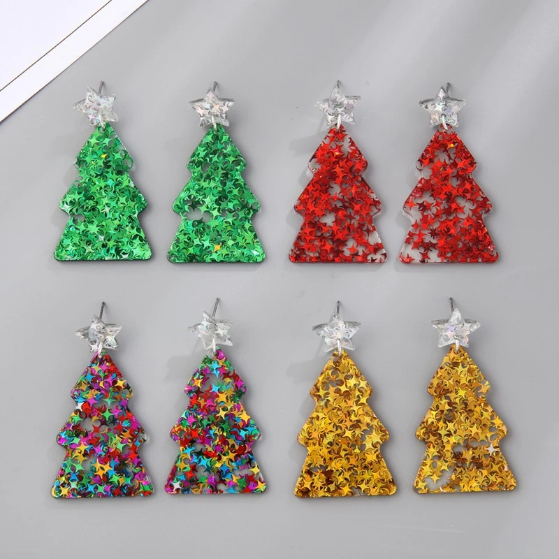 Personalized Christmas Acrylic Earrings Simple Color