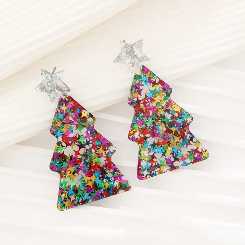 Personalized Christmas Acrylic Earrings Simple Color
