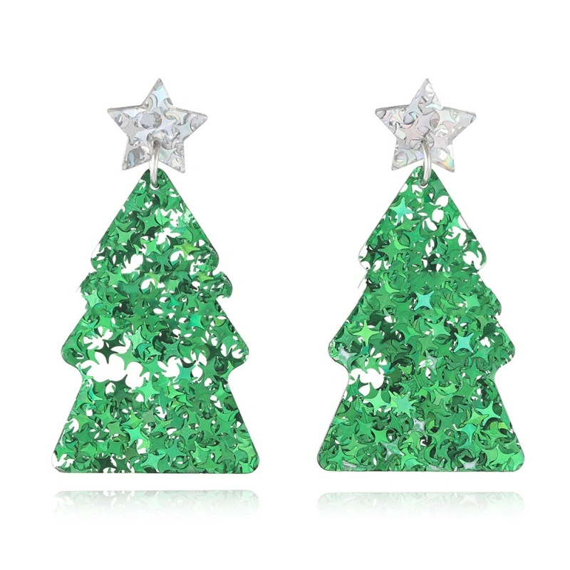 Personalized Christmas Acrylic Earrings Simple Color