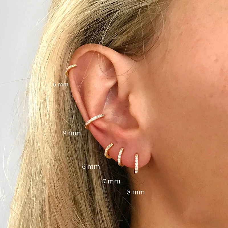Trendy Circle Zircon Perforated Stud Earrings