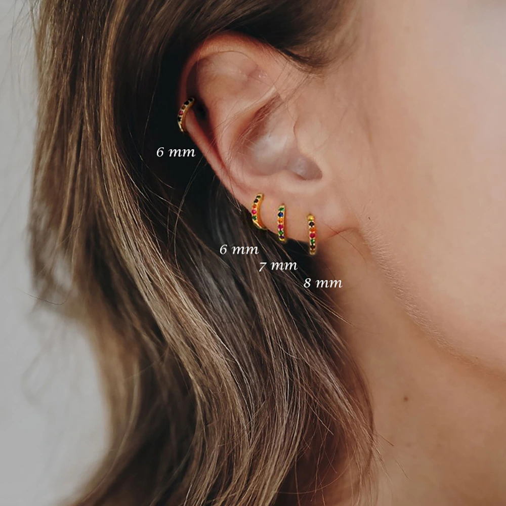 Trendy Circle Zircon Perforated Stud Earrings
