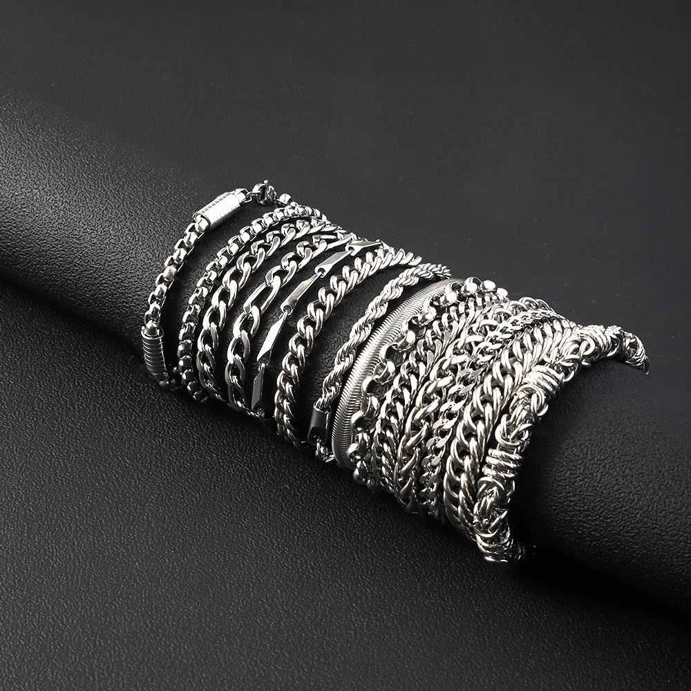Stainless Steel Bracelet That Wont Fade Cuban-link Chain Fashionable Versatile Washable Titanium Steel Bracelet