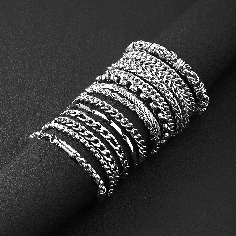 Stainless Steel Bracelet That Wont Fade Cuban-link Chain Fashionable Versatile Washable Titanium Steel Bracelet