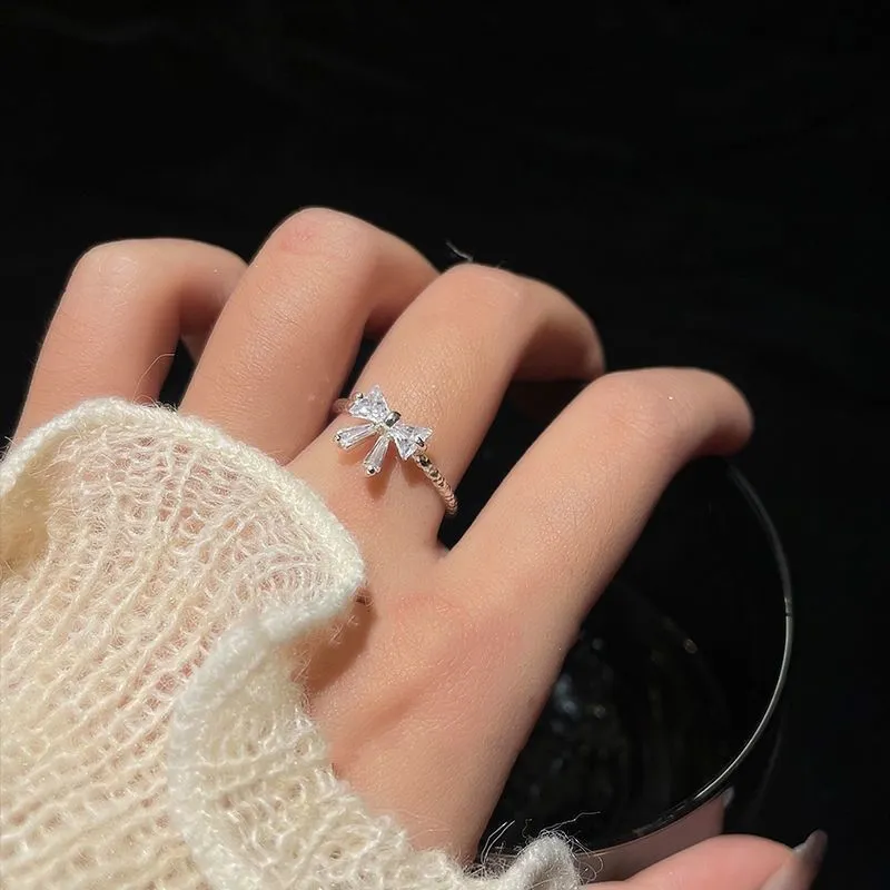 Personality Bow Ring Female Adjustable