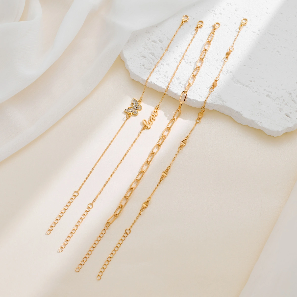Beach Metal Pineapple Pearl Anklet Suit Retro Multi-layer