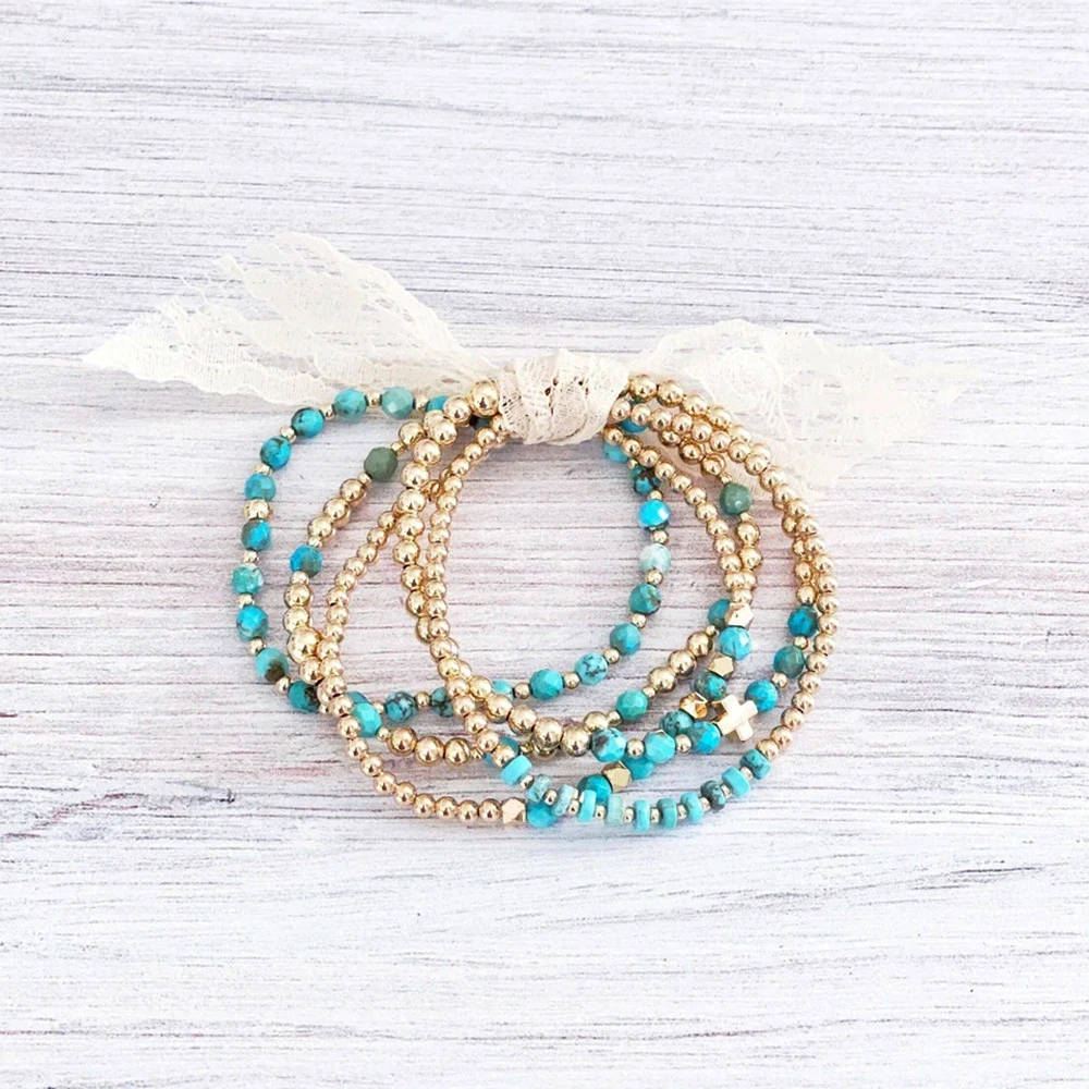 Vintage Turquoise Bead Multi-layered Ethnic-style Braided Bracelet
