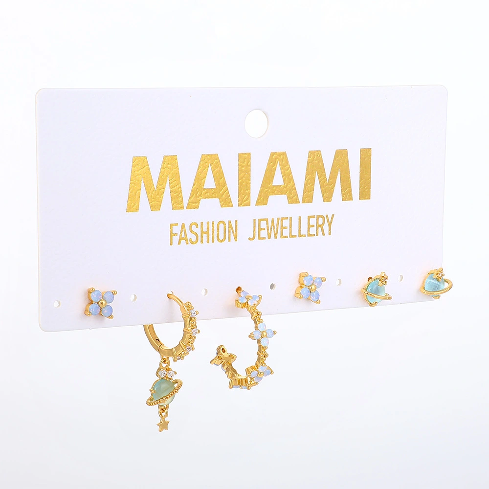 Light Luxury Blue Suit Bear Ear Studs