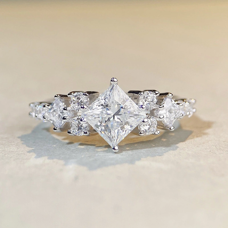 Princess-cut Ring Featuring Lab-grown Moissanite