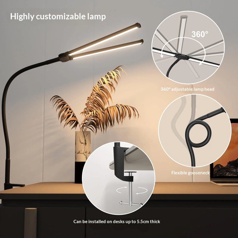 Eye Protection Double Headed Clip Learning Desk Lamp