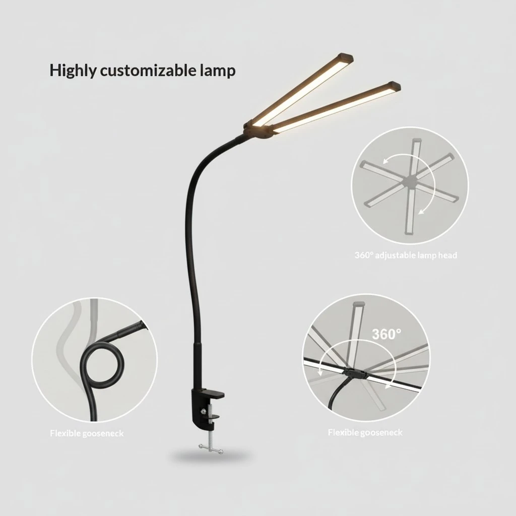 Eye Protection Double Headed Clip Learning Desk Lamp