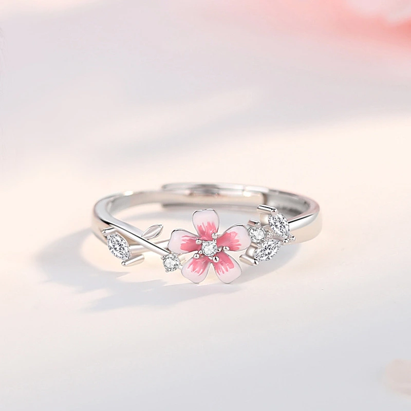 Niche High-grade Dried Wood Flowers Index Finger Ring