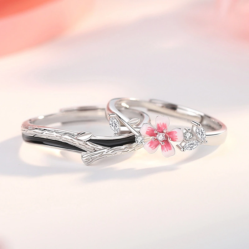 Niche High-grade Dried Wood Flowers Index Finger Ring