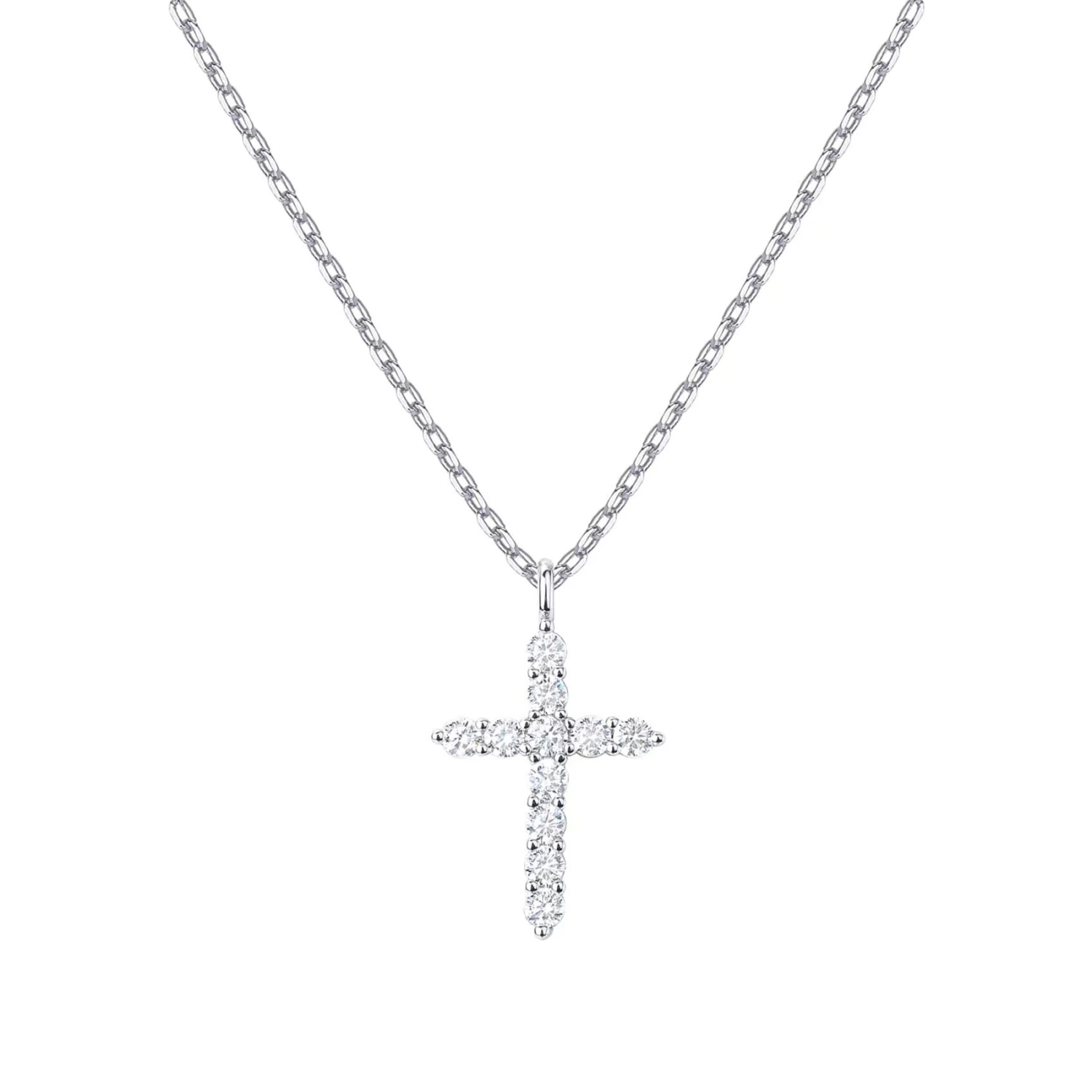 925 Sterling Silver Cross Item Full Diamond Necklace