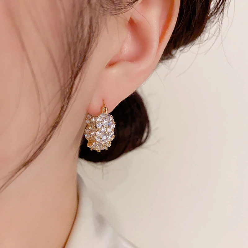 Stylish Zircon Round Hoop Earrings For Women