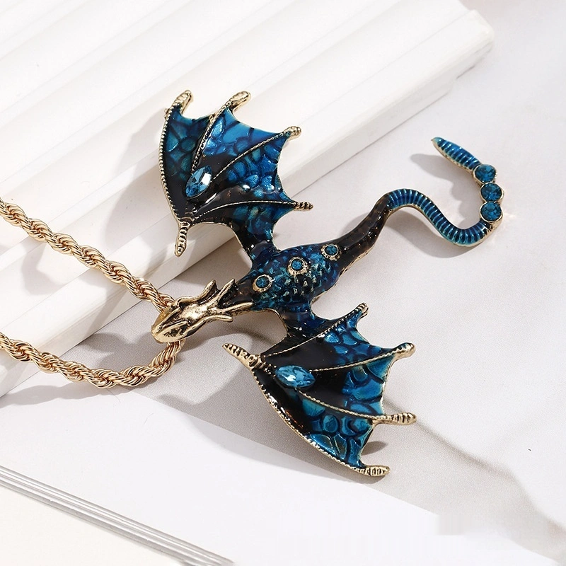 Alloy Creative Flying Dragon Monster Pendant Necklace