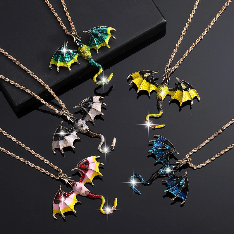 Alloy Creative Flying Dragon Monster Pendant Necklace