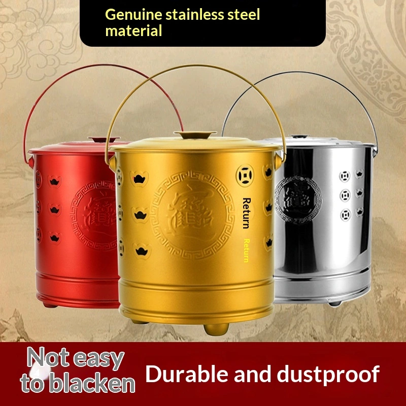 Gold-burning Stainless Steel Paper-burning Large-size Yuanyao Bucket