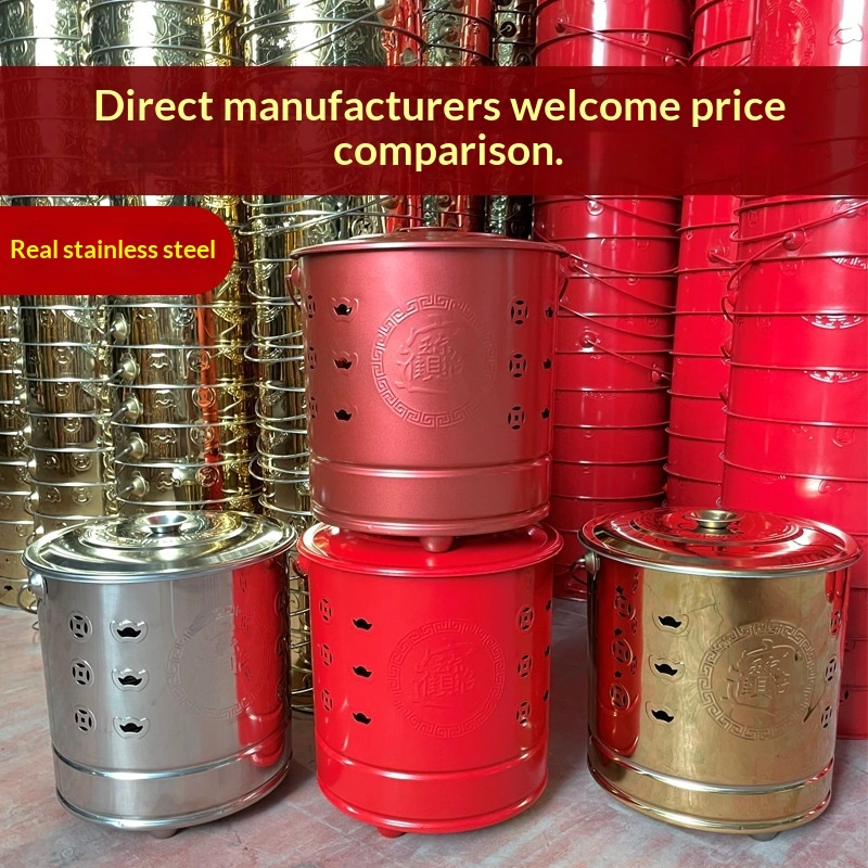Gold-burning Stainless Steel Paper-burning Large-size Yuanyao Bucket